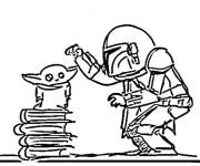 Coloriage Le Mandalorien et Baby petite section
