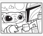 Coloriage Le mandalorien et B&eacute;b&eacute; Yoda en sc&egrave;ne du film