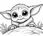 Coloriage Le regard mignon de b&eacute;b&eacute; Yoda
