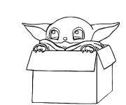 Coloriage Petit Yoda dans une boite