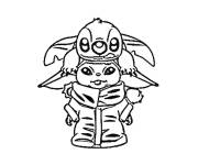Coloriage Stitch et B&eacute;b&eacute; Yoda  pour enfants$