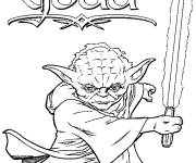 Coloriage Yoda, le grand p&egrave;re de baby Yoda