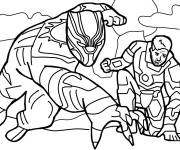 Coloriage et dessins gratuit Black Panther et Iron man à imprimer