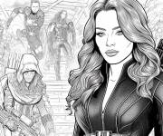 Coloriage Black Widow avec les Avengers