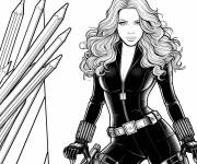 Coloriage Black Widow et crayons pour la coloration