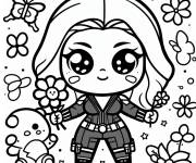 Coloriage Black Widow Kawaii