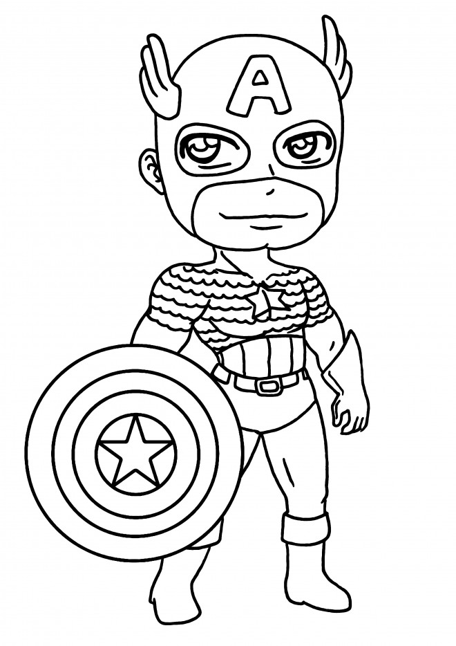 Coloriage Captain America Kawaii Dessin Gratuit à Imprimer