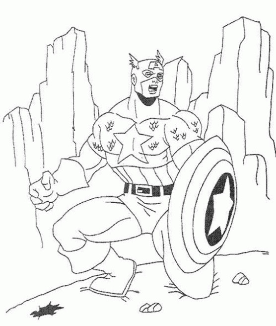 Coloriage et dessins gratuits Captain America dans La Montagne à imprimer