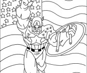 Coloriage Captain America et Le Drapeau Américain