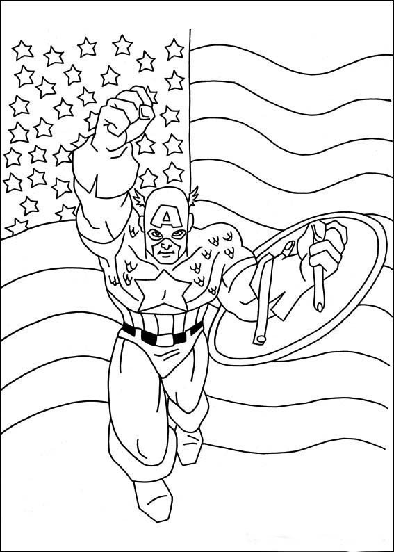 Coloriage et dessins gratuits Captain America et Le Drapeau Américain à imprimer