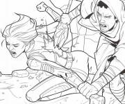 Coloriage Captain Marvel attaqué pendant le combat