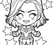 Coloriage Captain Marvel cartoon Kawaii