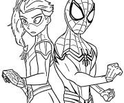 Coloriage Captain Marvel et son ami Spider Man