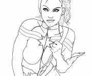 Coloriage Carol Danvers se transforme Capitaine Marvel