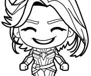 Coloriage Chibi Captain Marvel souriante