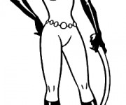 Coloriage et dessins gratuit Catwoman en noir et blanc à imprimer
