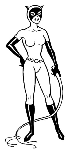 Coloriage et dessins gratuits Catwoman en noir et blanc à imprimer