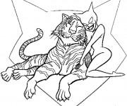 Coloriage Catwoman et Le Tigre