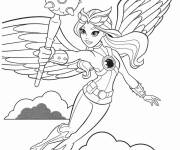 Coloriage Hawkgirl avec son arme au bataille