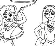 Coloriage et dessins gratuit Supergirl et Wonder Woman , les super héroïnes à imprimer
