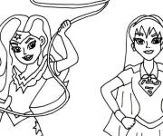 Coloriage Supergirl et Wonder Woman , les super héroïnes