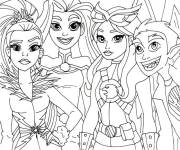 Coloriage Superhéroïne Rost, Starfire, Hawkgirl et Beast Boy pour fille