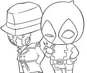 Coloriage Chibi Deadpool et Venom