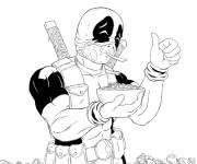 Coloriage et dessins gratuit Deadpool aime les c&eacute;r&eacute;ales à imprimer