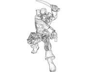 Coloriage et dessins gratuit Deadpool attaque avec son &eacute;p&eacute;e à imprimer