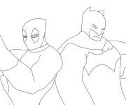 Coloriage Deadpool avec Batman facile