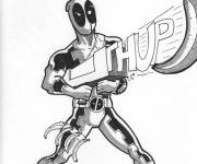 Coloriage et dessins gratuit Deadpool avec fusil marrant à imprimer