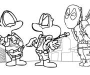 Coloriage Deadpool avec les fr&egrave;res Sapo