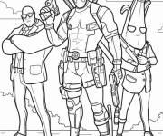 Coloriage Deadpool avec personnages de Fortnite