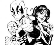 Coloriage Deadpool avec ses meilleurs amis