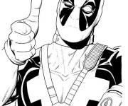 Coloriage et dessins gratuit Deadpool avec signe de confiance à imprimer