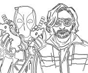 Coloriage Deadpool avec son maitre