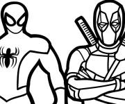 Coloriage Deadpool avec Spiderman en vecteur