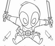 Coloriage Deadpool Chibi avec son couteau