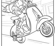 Coloriage Deadpool conduit une Vespa