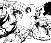Coloriage Deadpool contre Wolverine