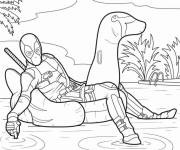 Coloriage Deadpool dans la piscine