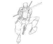 Coloriage et dessins gratuit Deadpool en attaque à imprimer