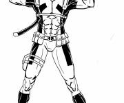 Coloriage et dessins gratuit Deadpool en noir et blanc à imprimer