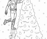 Coloriage Deadpool et le sapin de noel