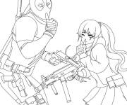 Coloriage Deadpool et son amie anime