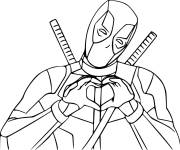 Coloriage Deadpool forme un c&oelig;ur d'amour