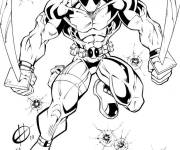 Coloriage Deadpool Ninja avec deux &eacute;p&eacute;es 
