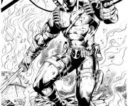 Coloriage Deadpool pendant la bataille