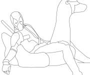 Coloriage Deadpool s'amuse sur une bou&eacute;e de sauvetage
