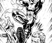 Coloriage Le combat de Deadpool contre C&acirc;ble